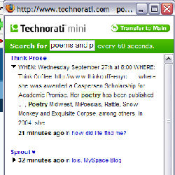 Technorati Mini window