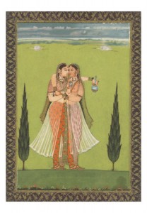 Persian Miniature of Lovers Embracing